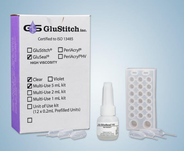 GluSeal® 5 mL Clear High Viscosity w/ 50 pipettes & tray